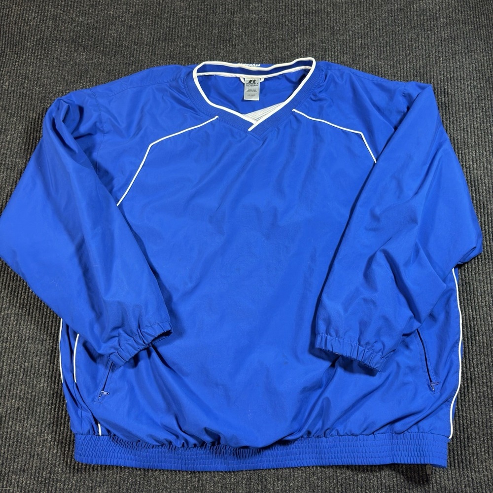 Russel Athletic 4XL Pullover Windbreaker Blue Y2K Style Baseball Football